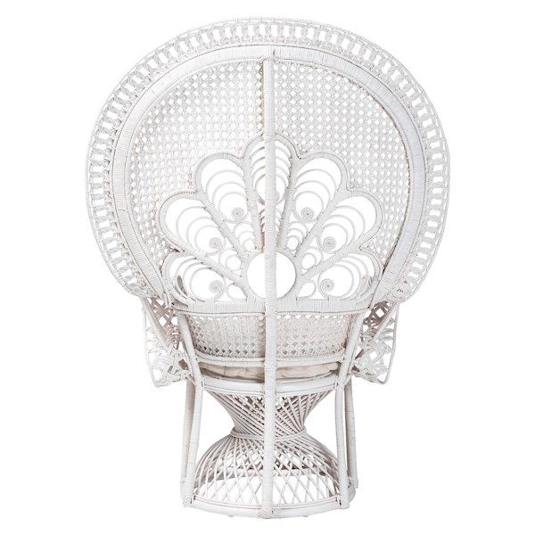 Bali & Pari Ediva Modern Bohemian White Natural Rattan Peacock Accent Chair - 238-13392-ZORO