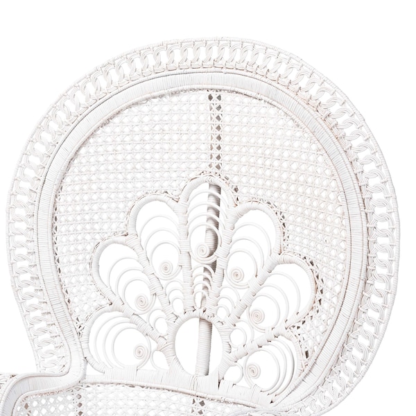 Bali & Pari Ediva Modern Bohemian White Natural Rattan Peacock Accent Chair - 238-13392-ZORO