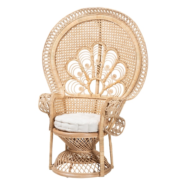 Baxton Studio Ediva Modern Bohemian Natural Brown Rattan Peacock Accent Chair - 226-13117-ZORO