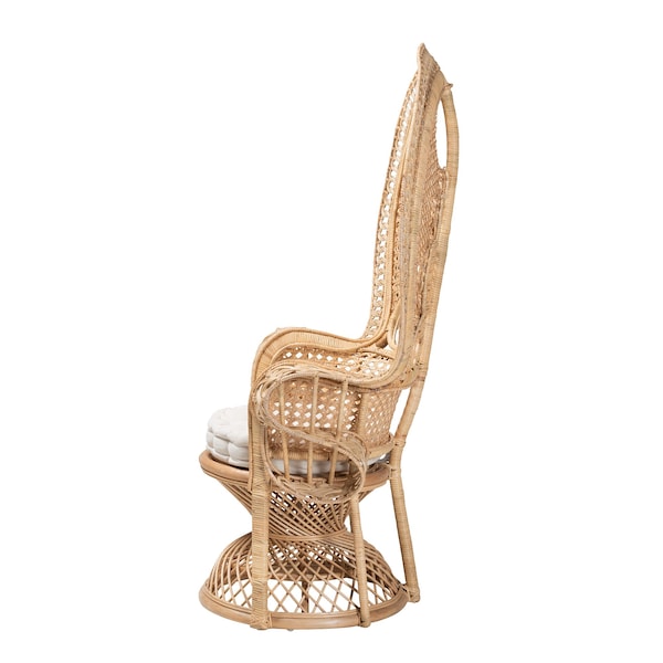 Baxton Studio Ediva Modern Bohemian Natural Brown Rattan Peacock Accent Chair - 226-13117-ZORO