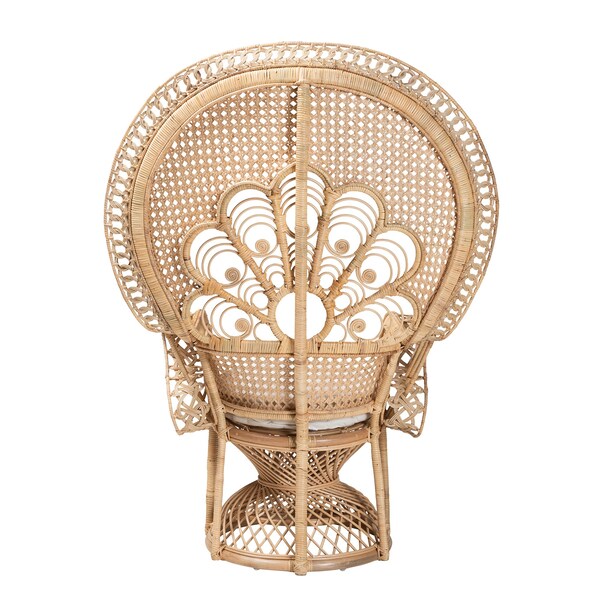 Baxton Studio Ediva Modern Bohemian Natural Brown Rattan Peacock Accent Chair - 226-13117-ZORO