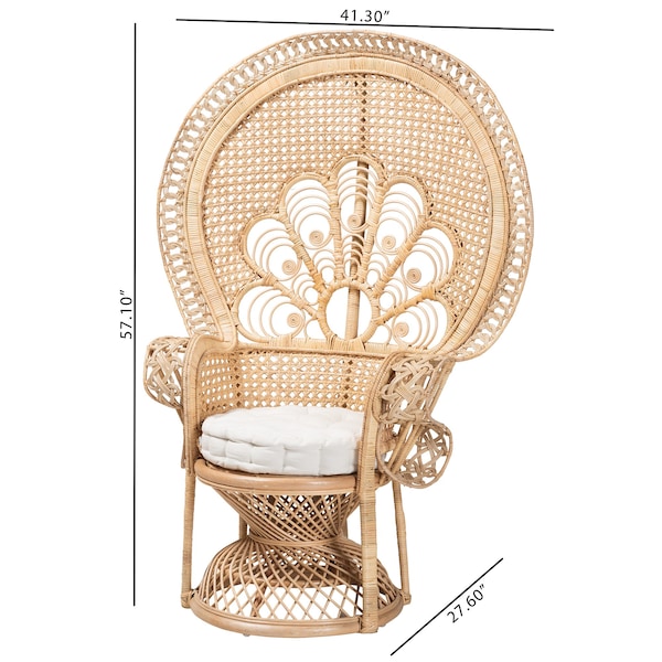 Baxton Studio Ediva Modern Bohemian Natural Brown Rattan Peacock Accent Chair - 226-13117-ZORO