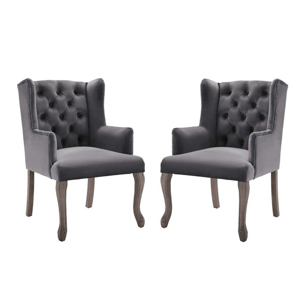 Modway Furniture Realm Performance Velvet Armchair, Gray - Set of 2 - EEI-4292-GRY