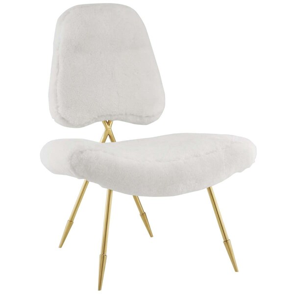 Modway Furniture Ponder Upholstered Sheepskin Fur Lounge Chair - White, 37 x 26.5 x 25.5 in. - EEI-2810-WHI