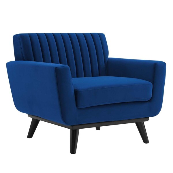 Modway Furniture Engage Channel Tufted Performance Velvet Armchair, Navy - EEI-5457-NAV