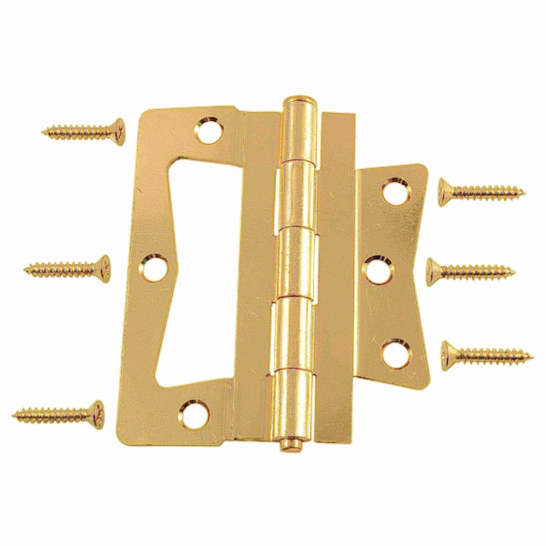 Midwest Fastener 4" Brass Plated Steel Non-Mortise Hinges - 37363