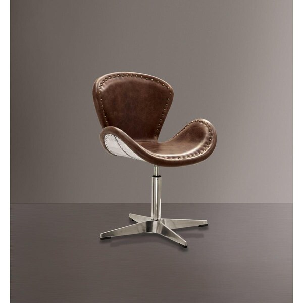 Gfancy Fixtures 25 x 24 x 33 in. Retro Brown Leather Accent Chair - GF3100346