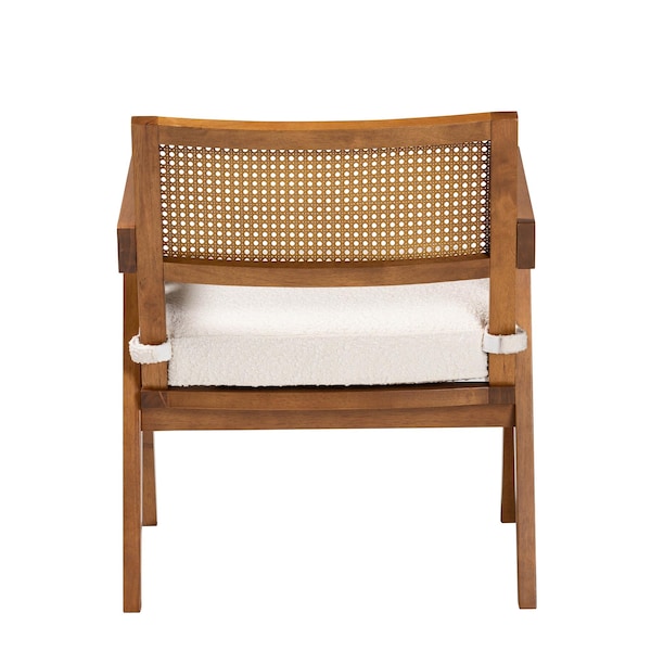 Baxton Studio Jetsam Japandi Cream Boucle Fabric and Walnut Brown Finished Wood Arm Chair - 243-13563-ZORO