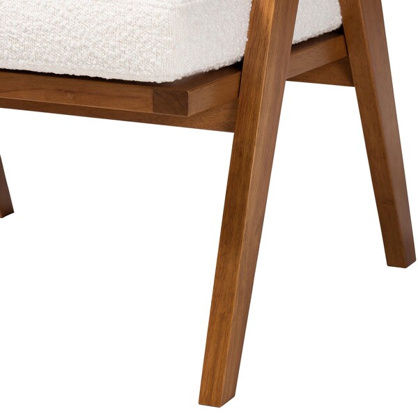 Baxton Studio Jetsam Japandi Cream Boucle Fabric and Walnut Brown Finished Wood Arm Chair - 243-13563-ZORO