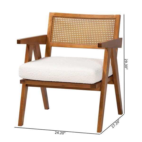 Baxton Studio Jetsam Japandi Cream Boucle Fabric and Walnut Brown Finished Wood Arm Chair - 243-13563-ZORO