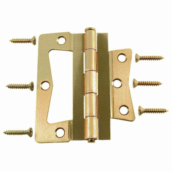 Midwest Fastener 4" Satin Nickel Plated Steel Non-Mortise Hinges - 37386