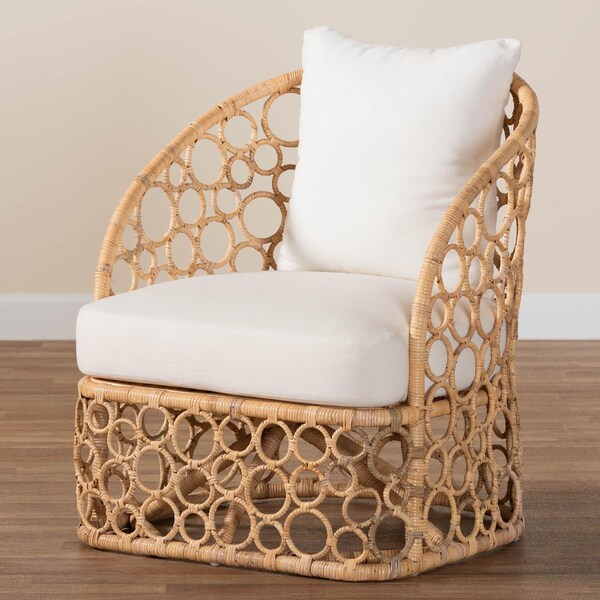 Bali & Pari Prisca Bohemian Light Honey Rattan Accent Chair - 244-13641-ZORO