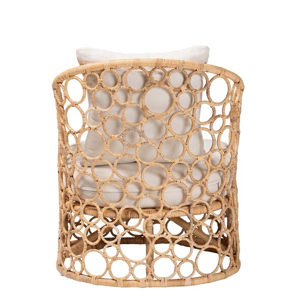Bali & Pari Prisca Bohemian Light Honey Rattan Accent Chair - 244-13641-ZORO