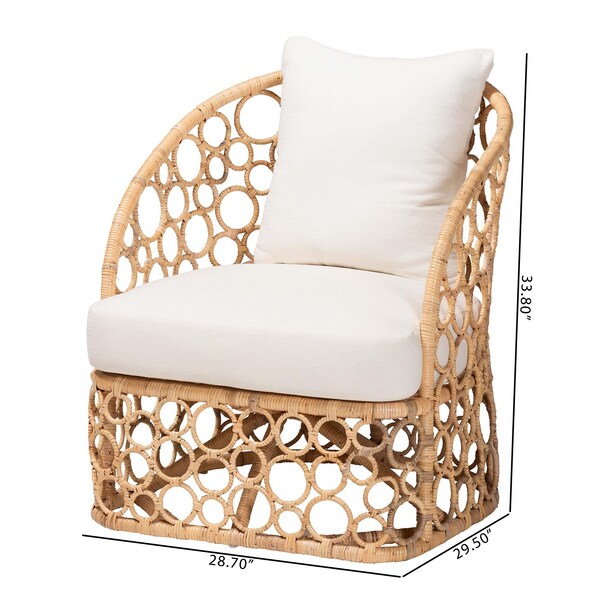 Bali & Pari Prisca Bohemian Light Honey Rattan Accent Chair - 244-13641-ZORO