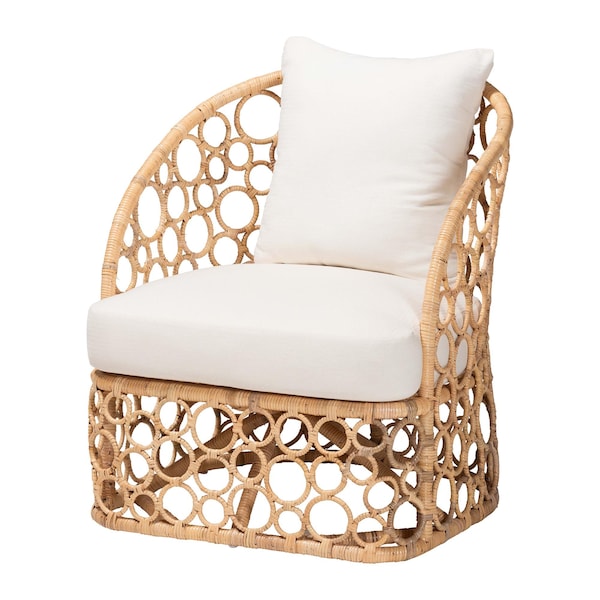 Bali & Pari Prisca Bohemian Light Honey Rattan Accent Chair - 244-13641-ZORO