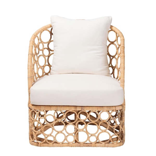 Bali & Pari Prisca Bohemian Light Honey Rattan Accent Chair - 244-13641-ZORO