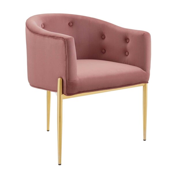Modway Furniture Savour Tufted Performance Velvet Accent Chair, Dusty Rose - EEI-3903-DUS