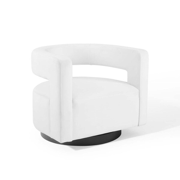 Modway Furniture Spin Cutaway Performance Velvet Swivel Armchair - White - EEI-3947-WHI