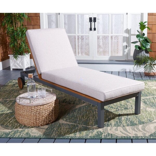 Safavieh 78.74 x 24.80 x 12.2 in. Jackman Lounge Chair, Grey & Light Grey - PAT7728B