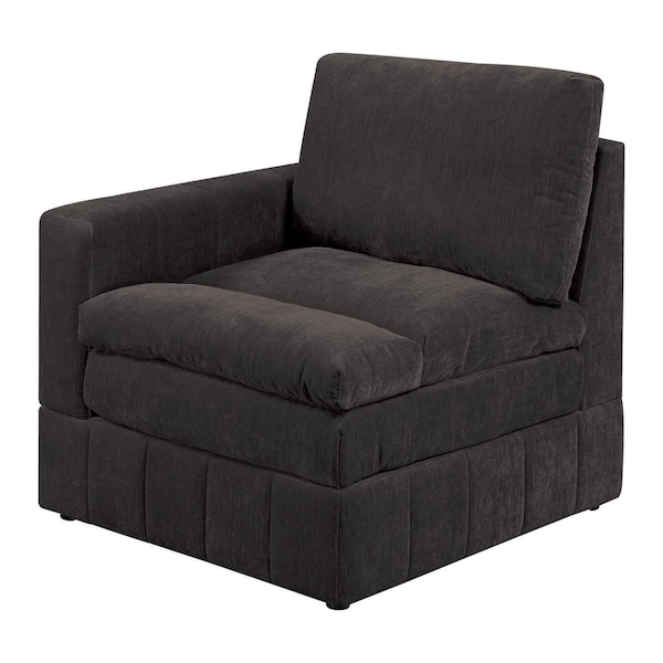 Benjara 33 in. Luna Triple Plush Cushion Seat Modular 1 Arm Corner Chair, Dark Gray - BM284331
