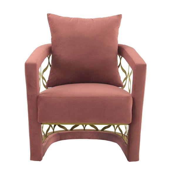 Armen Living Corelli Blush Fabric Upholstered Accent Chair with Brushed Gold Legs - LCCLCHBLUSH