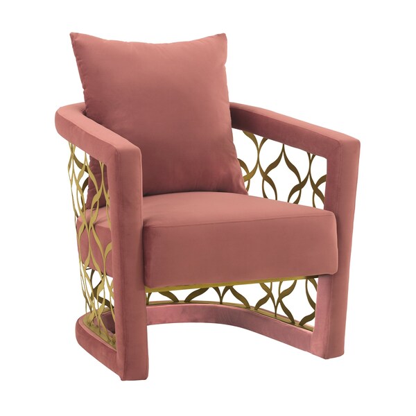 Armen Living Corelli Blush Fabric Upholstered Accent Chair with Brushed Gold Legs - LCCLCHBLUSH