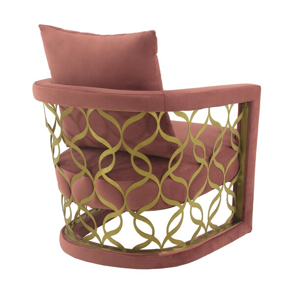 Armen Living Corelli Blush Fabric Upholstered Accent Chair with Brushed Gold Legs - LCCLCHBLUSH