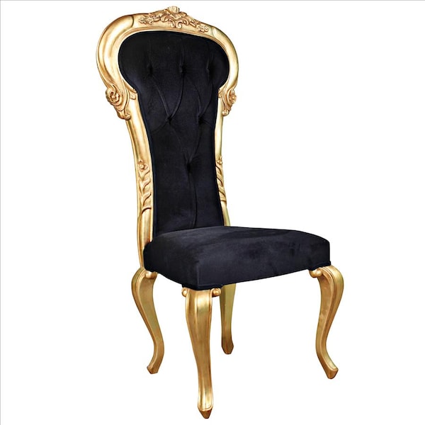 Design Toscano Delacroix Ebony Velvet Gilded Side Chair: Each - AF51691