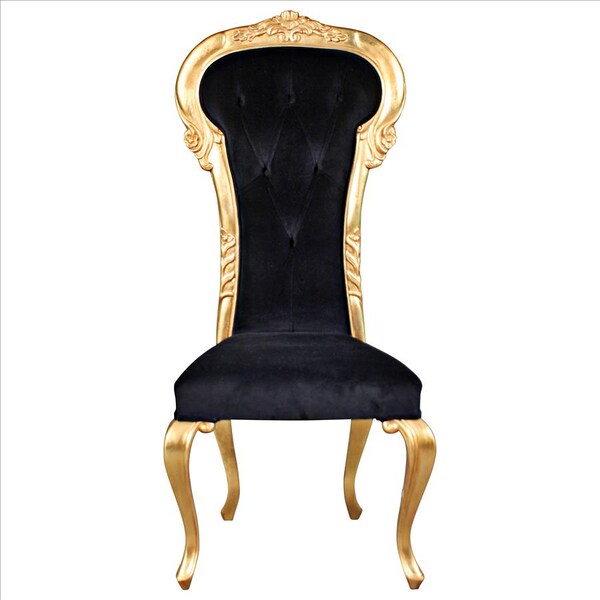 Design Toscano Delacroix Ebony Velvet Gilded Side Chair: Each - AF51691