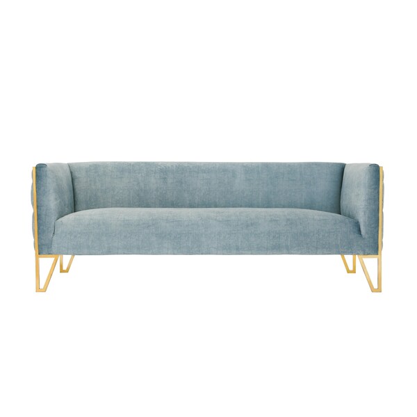 Manhattan Comfort Vector Sofa and Armchair Set of 2 in Ocean Blue and Gold - 2-SS548-OB
