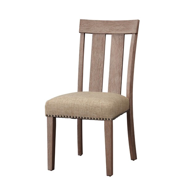 Acme Slatted Back Side Chair in Fabric and Maple, 2PK - ER-0267NL