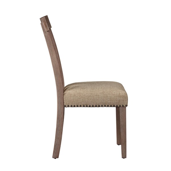 Acme Slatted Back Side Chair in Fabric and Maple, 2PK - ER-0267NL