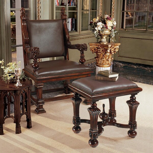 Design Toscano Lord Cumberland's Throne Chair and Foot Stool - AF91366