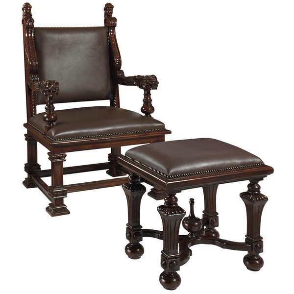 Design Toscano Lord Cumberland's Throne Chair and Foot Stool - AF91366