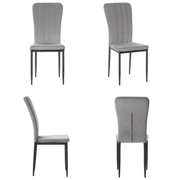Fabulaxe Gray Modern And Contemporary Tufted Velvet Upholstered Accent Dining Chair - QI004061.GY