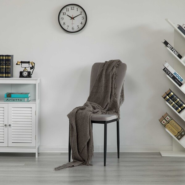 Fabulaxe Gray Modern And Contemporary Tufted Velvet Upholstered Accent Dining Chair - QI004061.GY