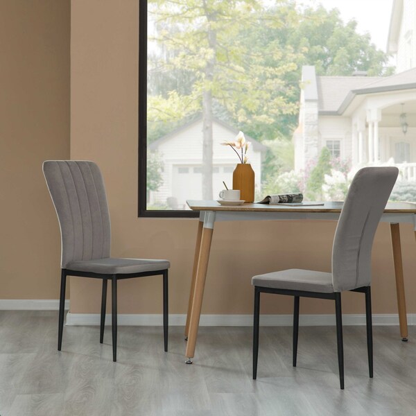 Fabulaxe Gray Modern And Contemporary Tufted Velvet Upholstered Accent Dining Chair - QI004061.GY