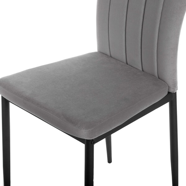 Fabulaxe Gray Modern And Contemporary Tufted Velvet Upholstered Accent Dining Chair - QI004061.GY