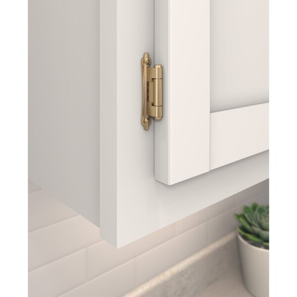 Amerock 3/8in 10mm Inset Self Closing Face Mount Champagne Bronze Cabinet Hinge, 1 Pair - BPR7928CZ