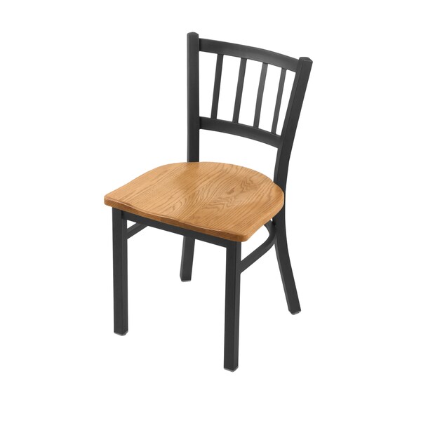 Holland Bar Stool Co 610 Contessa 18" Chair with Pewter Finish and Medium Oak Seat - 61018PWMEDOAK