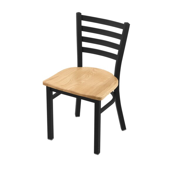 Holland Bar Stool Co 400 Jackie 18" Chair with Black Wrinkle Finish and Natural Oak Seat - 40018BWNATOAK
