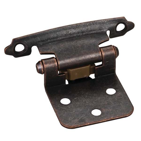 Hardware Resources Traditional 1/2" Overlay Hinge with Screws - Dark Brushed Antique Copper - P5011DBAC