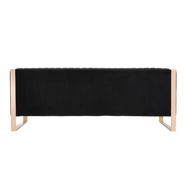 Manhattan Comfort Trillium Sofa and Armchair Set of 3 in Black and Rose Gold - 3A-SS559-BK