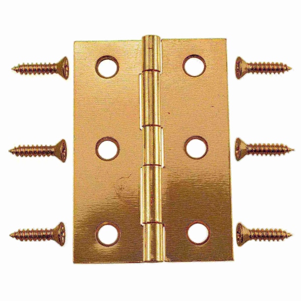 Midwest Fastener 2-1/2 x 1-9/16" Bright Brass Plated Steel Butt Hinges 4PK - 37185