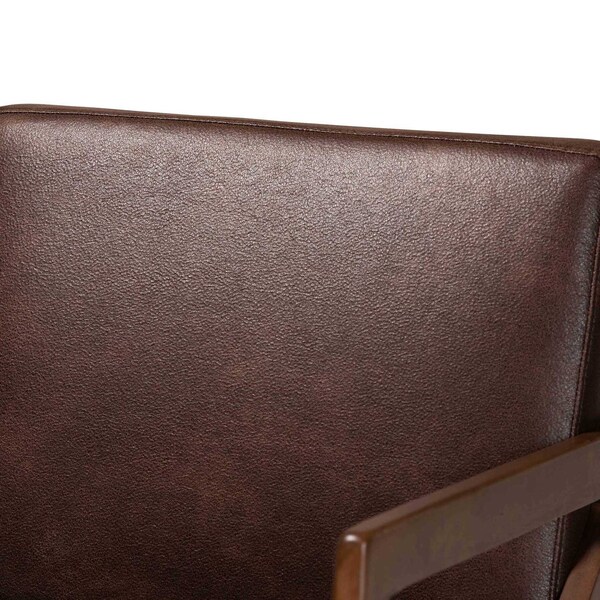 Baxton Studio Christa Transitional Dark Brown Faux Leather and Wood Accent Chair - 191-11709-ZORO
