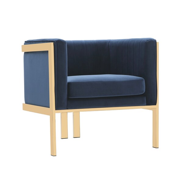 Manhattan Comfort Paramount Accent Armchair in Royal Blue and Polished Brass (Set of 2) - 2-AC053-BL