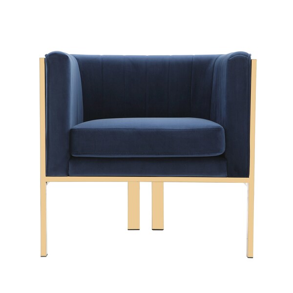 Manhattan Comfort Paramount Accent Armchair in Royal Blue and Polished Brass (Set of 2) - 2-AC053-BL