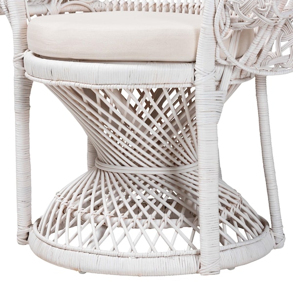 Bali & Pari Kallima Modern Bohemian White Natural Rattan Peacock Chair - 242-13598-ZORO