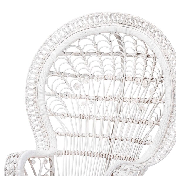 Bali & Pari Kallima Modern Bohemian White Natural Rattan Peacock Chair - 242-13598-ZORO