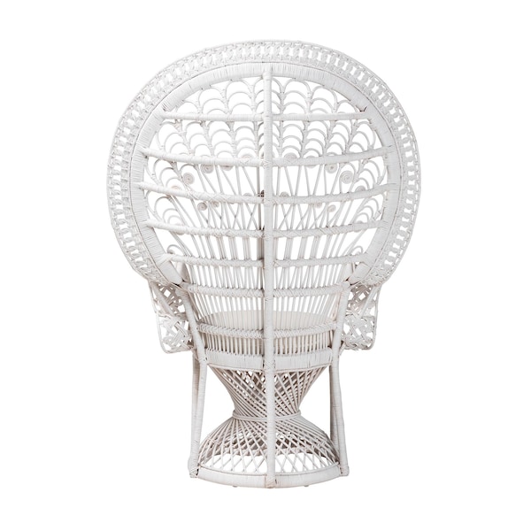 Bali & Pari Kallima Modern Bohemian White Natural Rattan Peacock Chair - 242-13598-ZORO